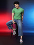Men's 100% Cotton Round Neck Solid T-shirt Dark Sea Green